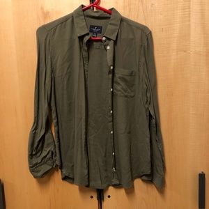 American Eagle Green Button-Up